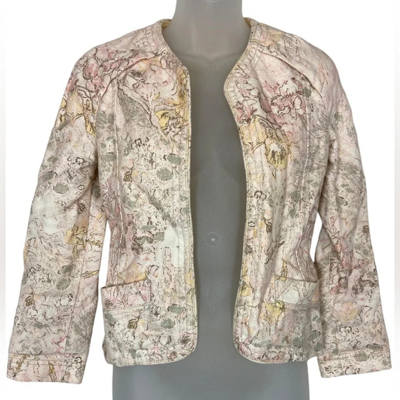 Wilfred Aritzia 100% Linen Floral Open blazer Sz 0 - Picture 1 of 10